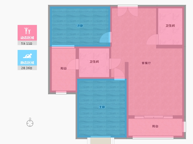 甘肃省-陇南市-滨河嘉园-86.00-户型库-动静分区