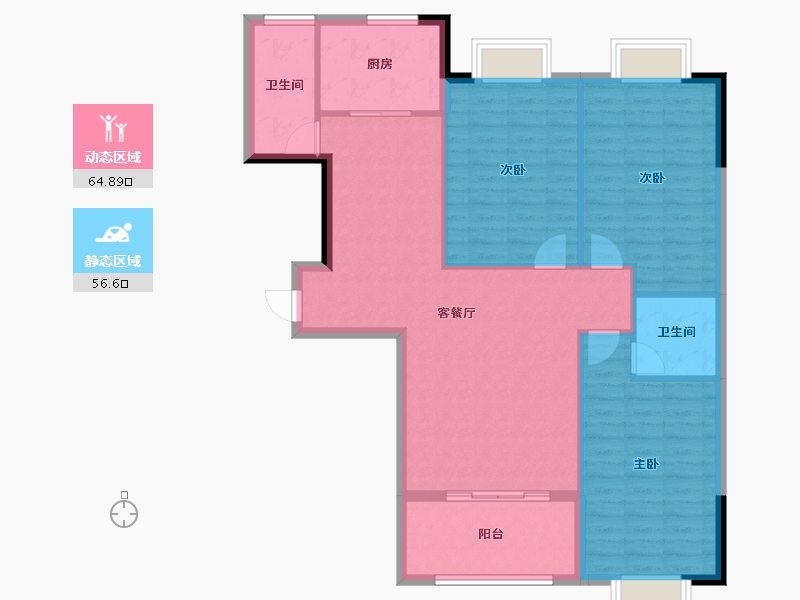 福建省-宁德市-华硕桐韵华庭-111.32-户型库-动静分区