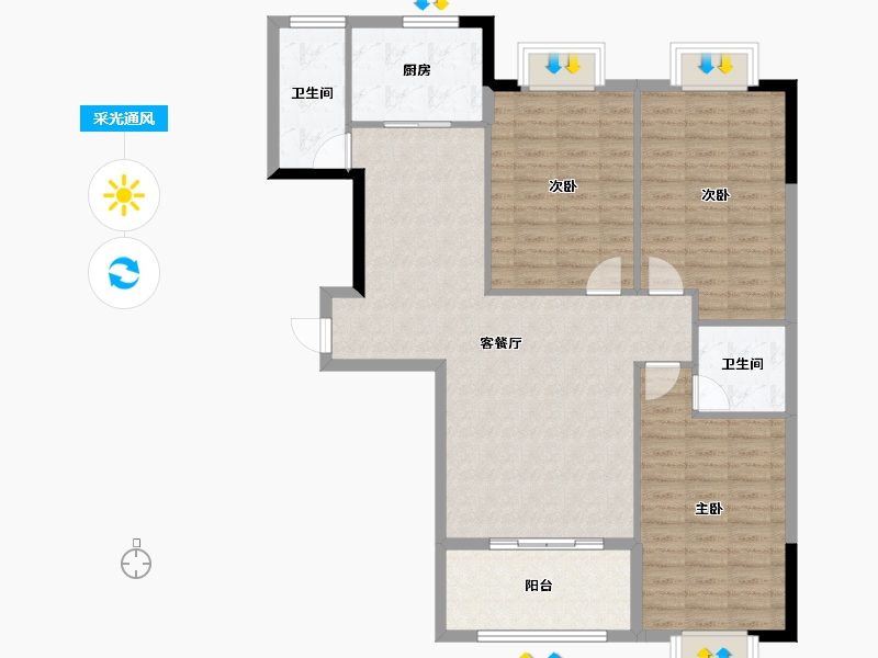 福建省-宁德市-华硕桐韵华庭-111.32-户型库-采光通风