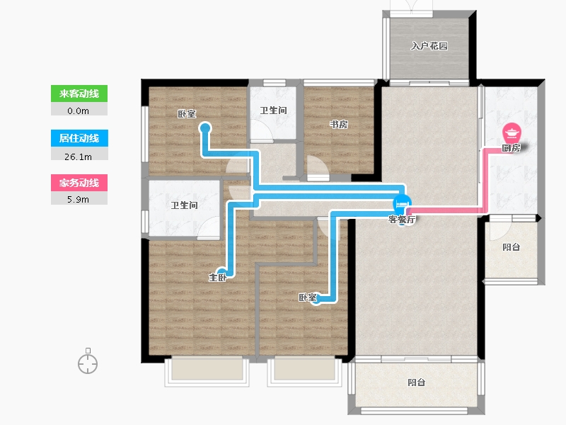 云南省-红河哈尼族彝族自治州-中央华府-129.03-户型库-动静线