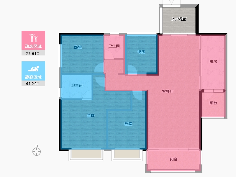 云南省-红河哈尼族彝族自治州-中央华府-129.03-户型库-动静分区