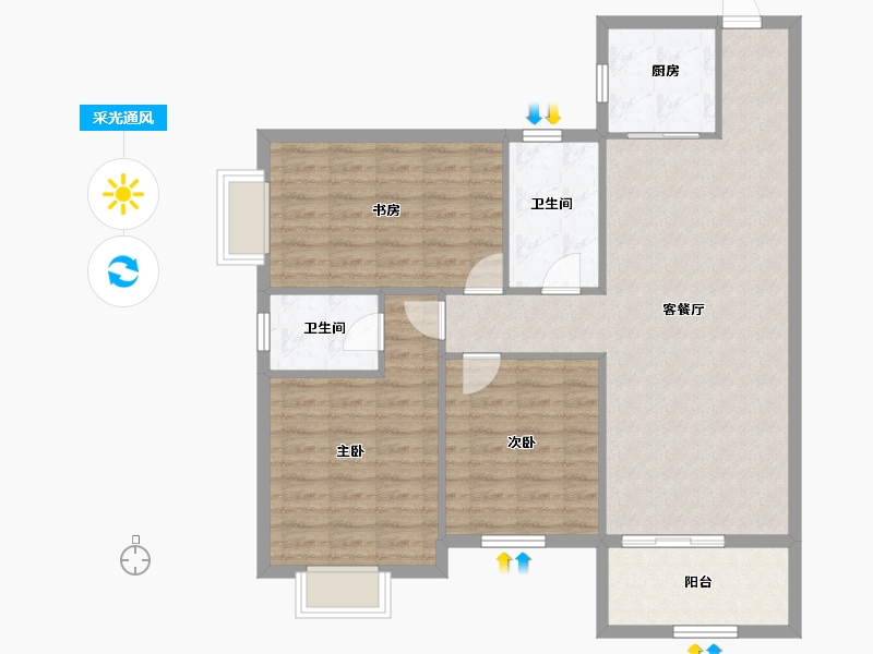 湖北省-孝感市-嘉国铭座-101.36-户型库-采光通风