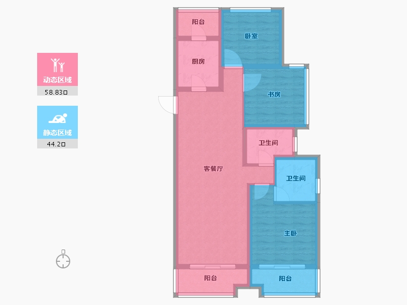 湖南省-岳阳市-江河颐璟城-91.62-户型库-动静分区