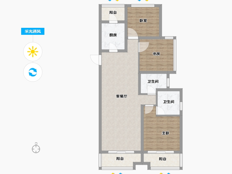 湖南省-岳阳市-江河颐璟城-91.62-户型库-采光通风