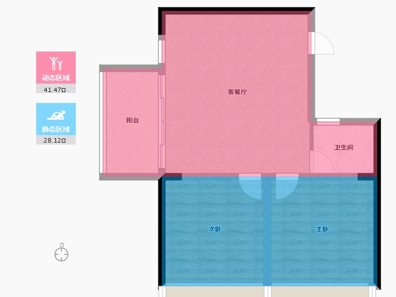 湖南省-常德市-经投星寓-62.95-户型库-动静分区