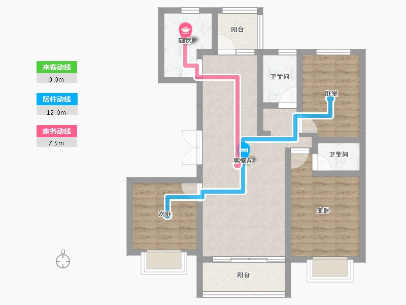 河北省-承德市-中冶兴隆新城·红石郡-76.04-户型库-动静线