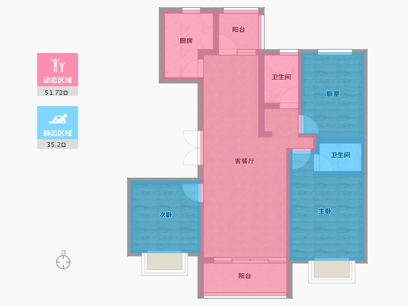 河北省-承德市-中冶兴隆新城·红石郡-76.04-户型库-动静分区