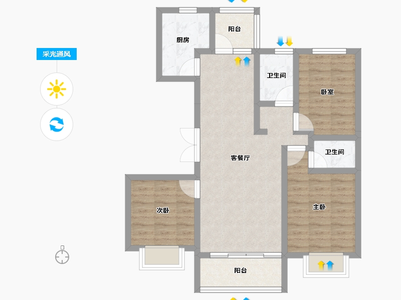 河北省-承德市-中冶兴隆新城·红石郡-76.04-户型库-采光通风