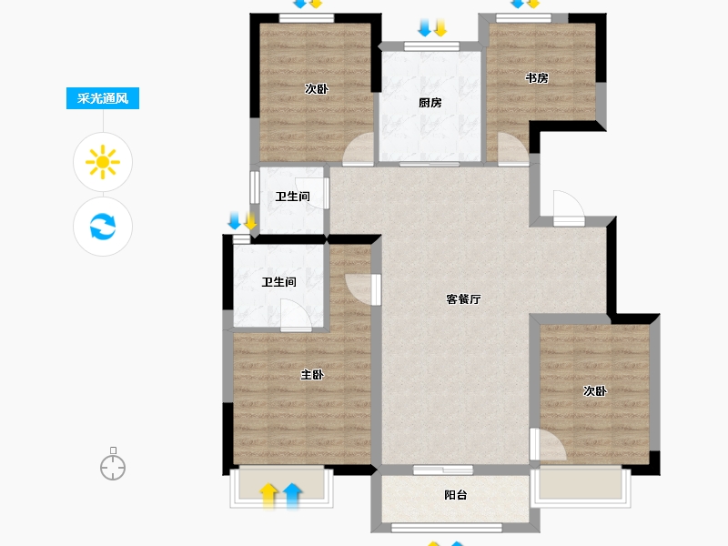 天津-天津市-通新润府-97.59-户型库-采光通风