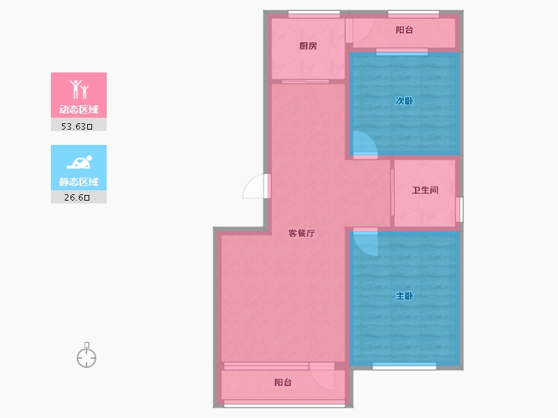 辽宁省-鞍山市-海银9號-70.84-户型库-动静分区