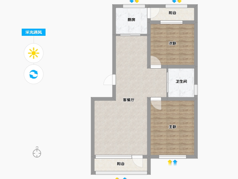 辽宁省-鞍山市-海银9號-70.84-户型库-采光通风