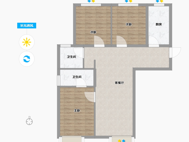 北京-北京市-中海汇智里-85.00-户型库-采光通风