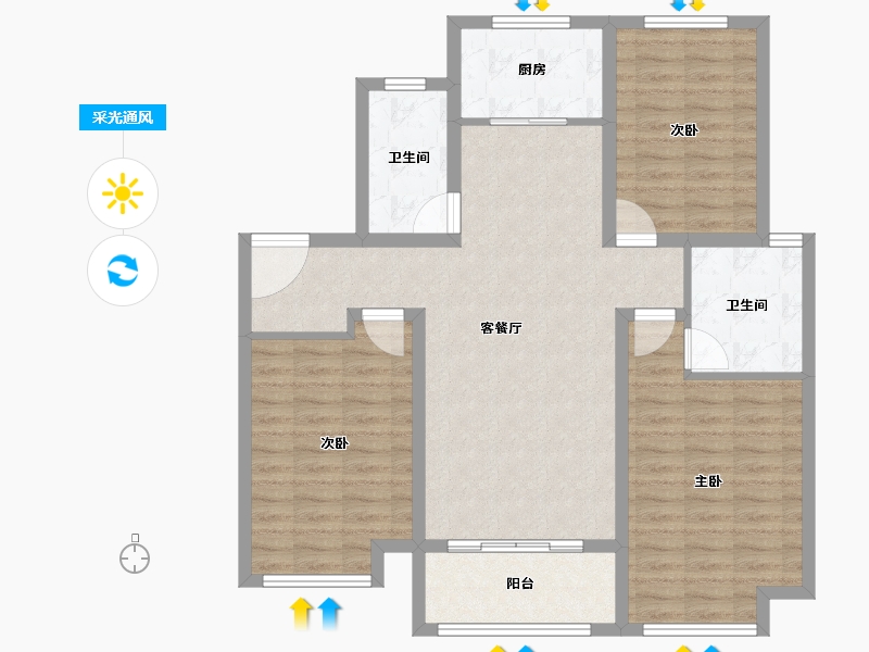 山东省-菏泽市-万腾观澜城-99.20-户型库-采光通风