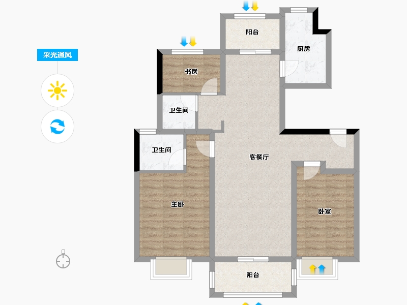 浙江省-嘉兴市-紫金华庭-92.93-户型库-采光通风