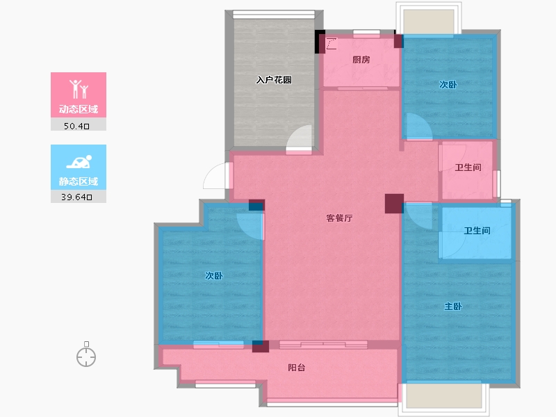 福建省-龙岩市-汀州红府天湖玺-90.45-户型库-动静分区