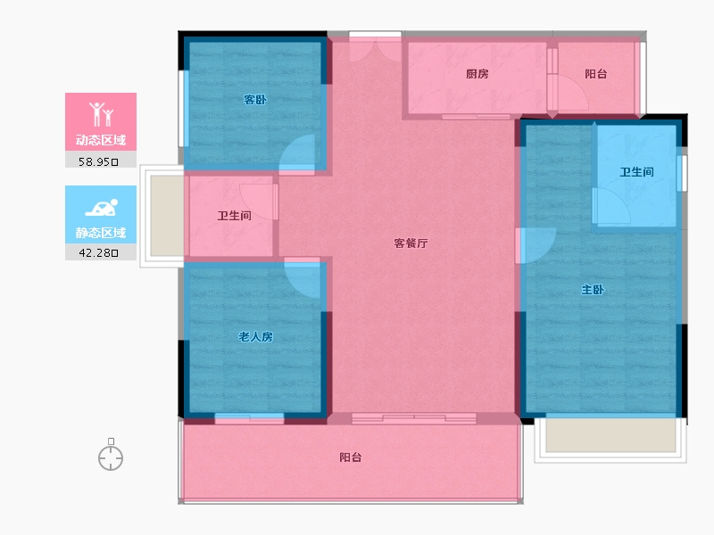 四川省-绵阳市-置信·花园城-91.09-户型库-动静分区