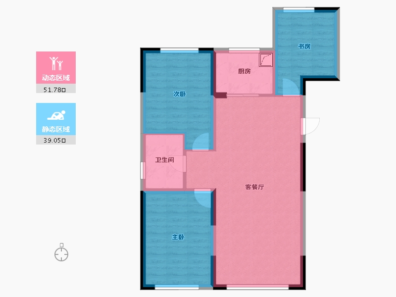 辽宁省-盘锦市-蓝色康桥M区·公园里-81.44-户型库-动静分区