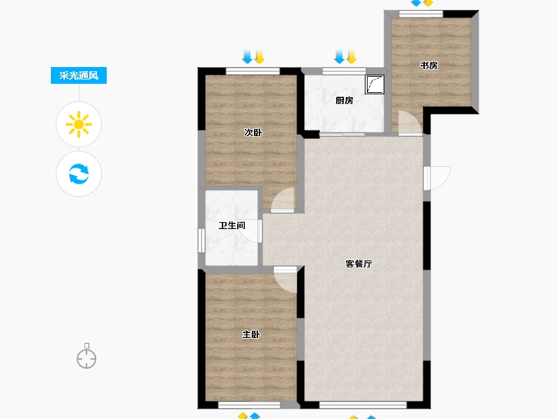 辽宁省-盘锦市-蓝色康桥M区·公园里-81.44-户型库-采光通风