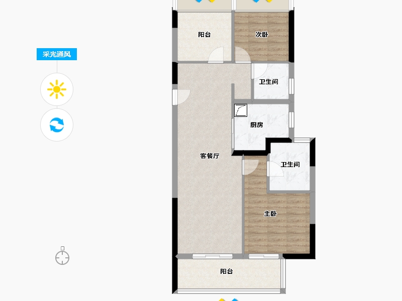 湖北省-武汉市-经发金地四季都会-79.42-户型库-采光通风