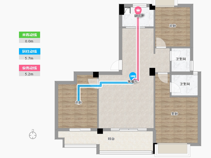 福建省-龙岩市-汀州红府天湖玺-85.00-户型库-动静线