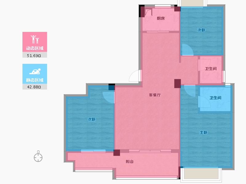 福建省-龙岩市-汀州红府天湖玺-85.00-户型库-动静分区