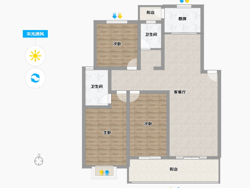 山东省-济宁市-火炬仁里-118.68-户型库-采光通风