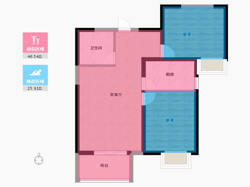 山西省-临汾市-公园壹号·华夏悦府-64.86-户型库-动静分区