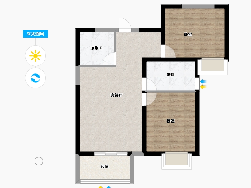 山西省-临汾市-公园壹号·华夏悦府-64.86-户型库-采光通风