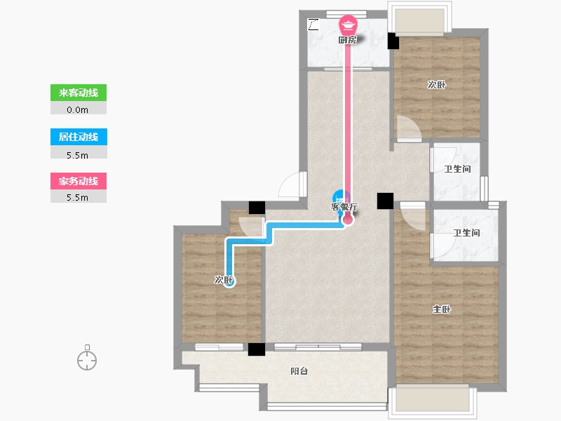 福建省-龙岩市-汀州红府天湖玺-80.80-户型库-动静线