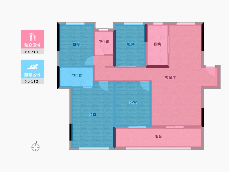 湖北省-武汉市-融创光谷壹号院-108.58-户型库-动静分区