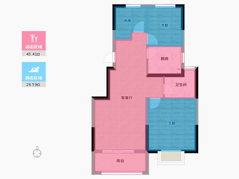 江苏省-南京市-新棠合著-64.00-户型库-动静分区