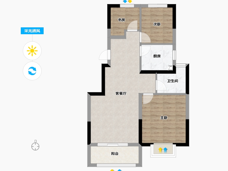 江苏省-南京市-新棠合著-64.00-户型库-采光通风