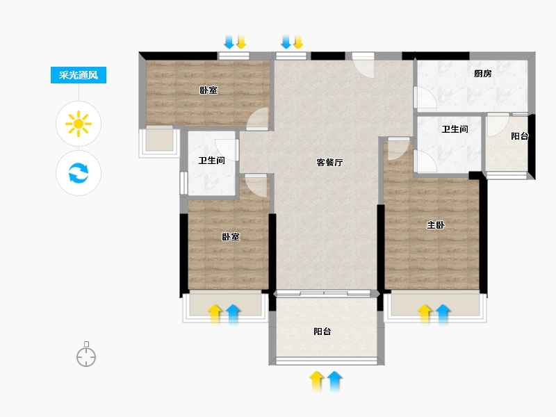 广东省-梅州市-客天下碧桂园-86.40-户型库-采光通风