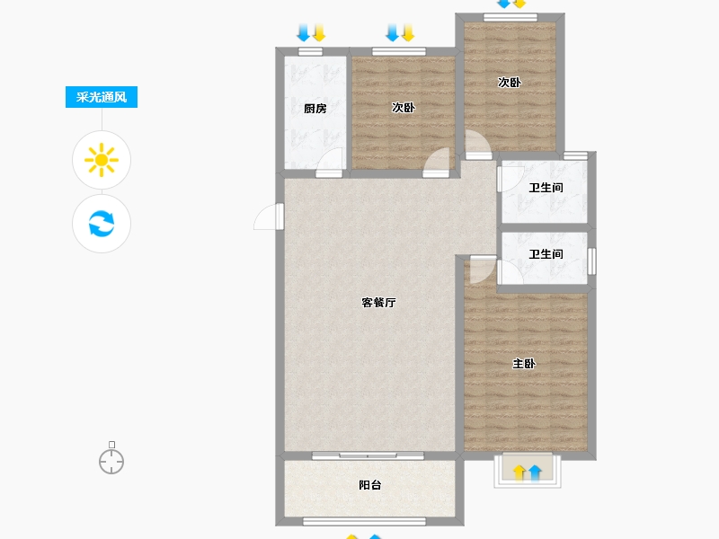 河南省-信阳市-建奇公园里-109.86-户型库-采光通风