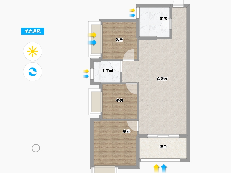 安徽省-宿州市-彼岸星城·融耀-75.51-户型库-采光通风