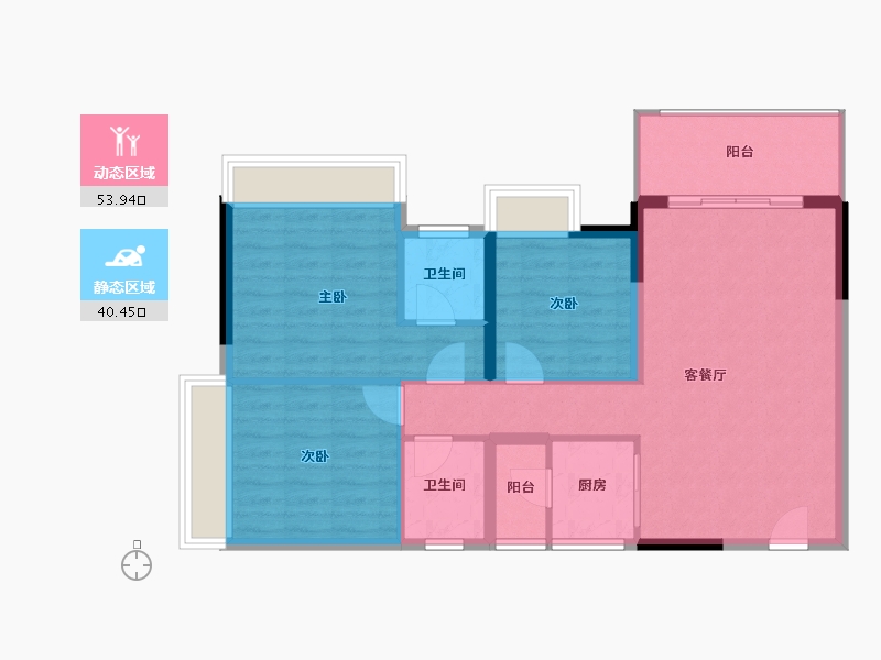 广西壮族自治区-崇左市-弘润江景苑-85.35-户型库-动静分区