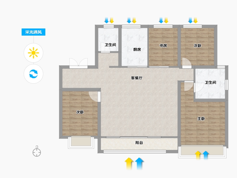 天津-天津市-绿城·水西雲庐-112.01-户型库-采光通风