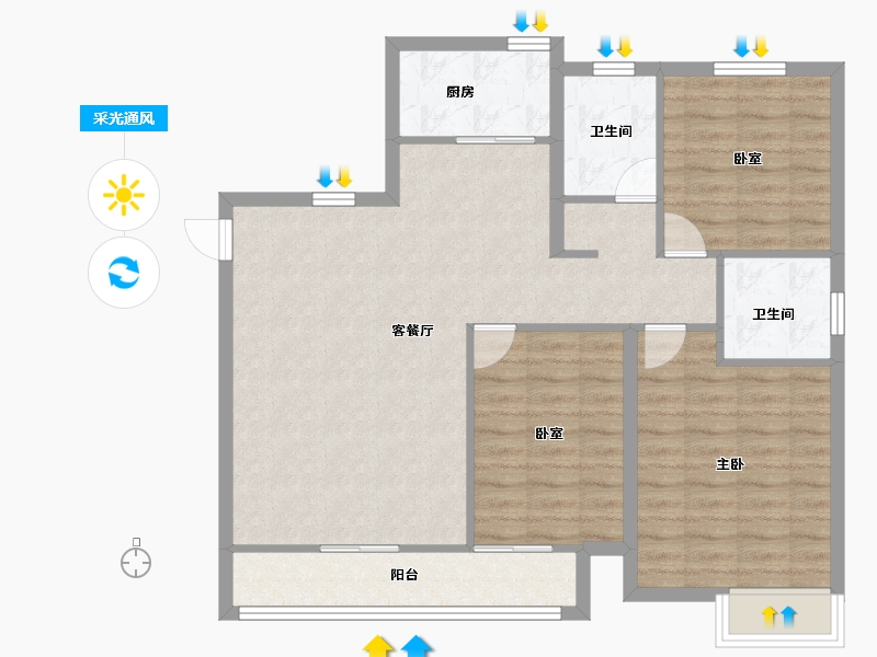 安徽省-宿州市-翔豪·新都-94.40-户型库-采光通风