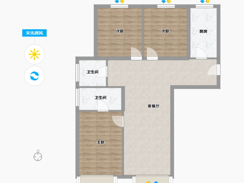 北京-北京市-中海汇智里-85.96-户型库-采光通风