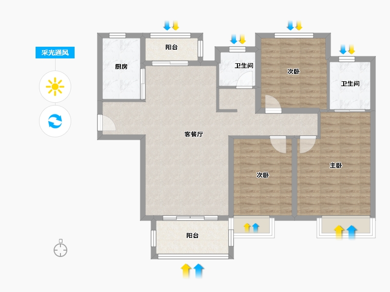 河南省-焦作市-春城·星河湾-98.25-户型库-采光通风