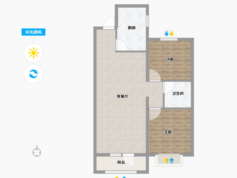 山西省-太原市-华润•中海•凯旋门-84.61-户型库-采光通风