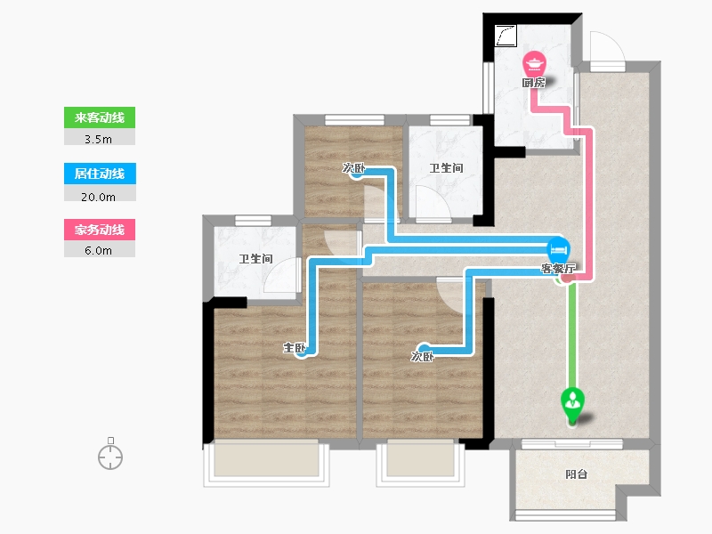 福建省-龙岩市-龙地东尚湾-70.40-户型库-动静线