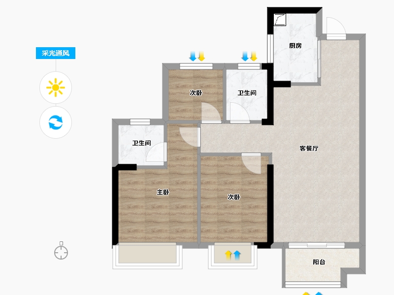 福建省-龙岩市-龙地东尚湾-70.40-户型库-采光通风