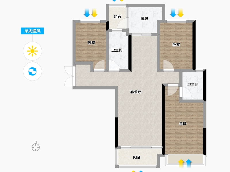 河南省-漯河市-建业西城森林半岛三期·云熙府-108.01-户型库-采光通风