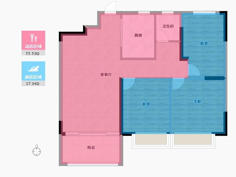 安徽省-宿州市-砀山古城-84.80-户型库-动静分区