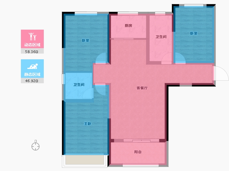 山东省-菏泽市-中铂新天地-93.61-户型库-动静分区