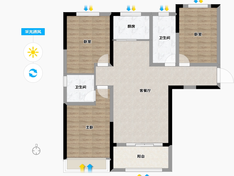 山东省-菏泽市-中铂新天地-93.61-户型库-采光通风