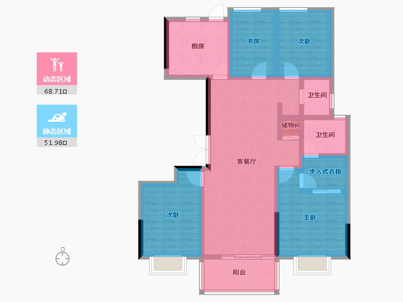 河北省-承德市-中冶兴隆新城·红石郡-107.28-户型库-动静分区