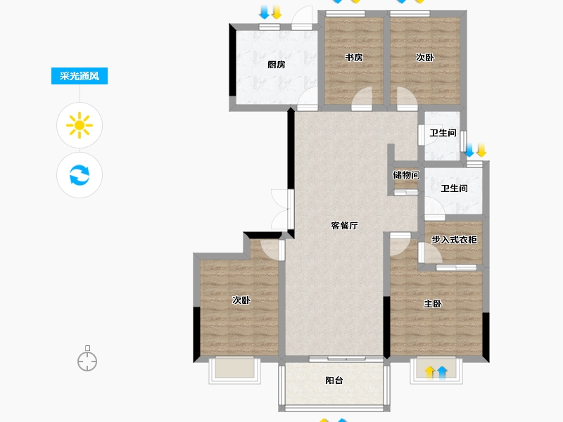 河北省-承德市-中冶兴隆新城·红石郡-107.28-户型库-采光通风