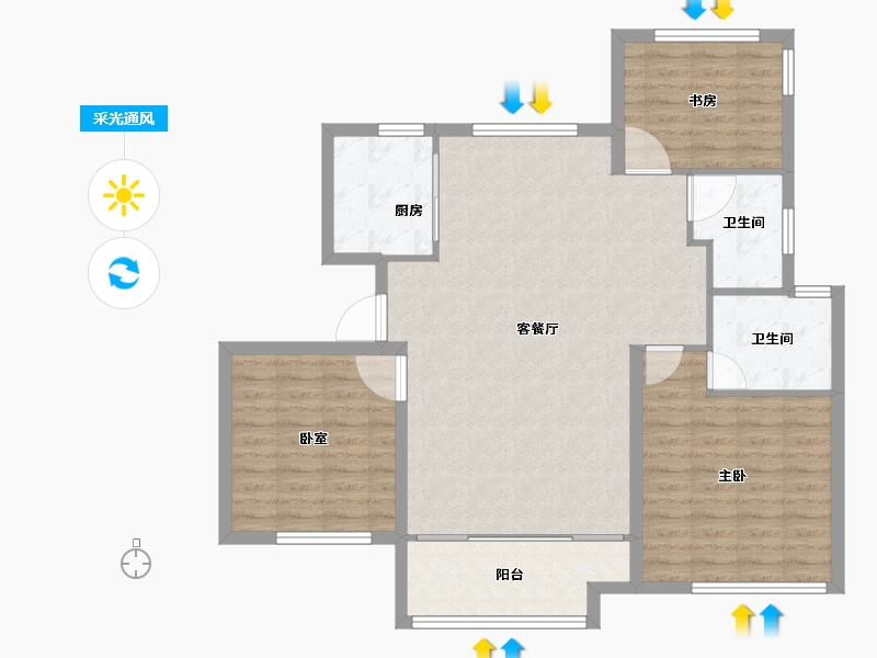 河南省-开封市-绿城·桃李春风-102.40-户型库-采光通风